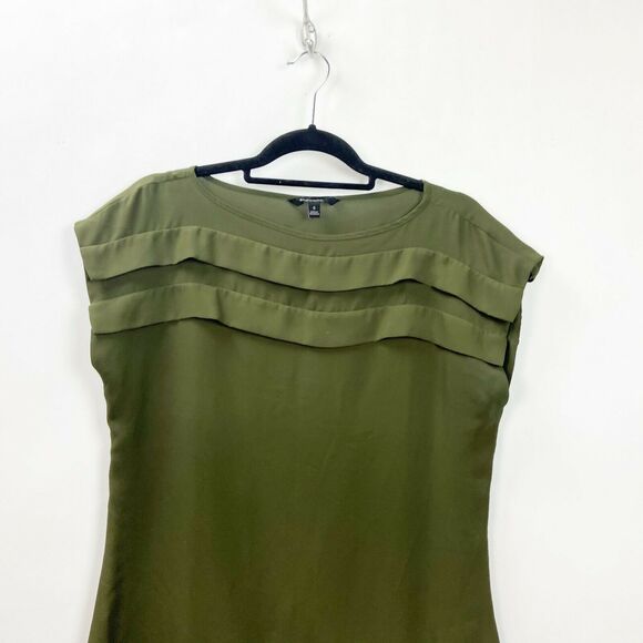 Banana Republic Small Womens Army Green Ruffle Blouse Top - Picture 2 of 7